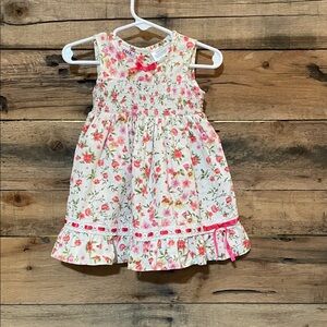 Blueberi Boulevard Floral Dress with Pink Accents